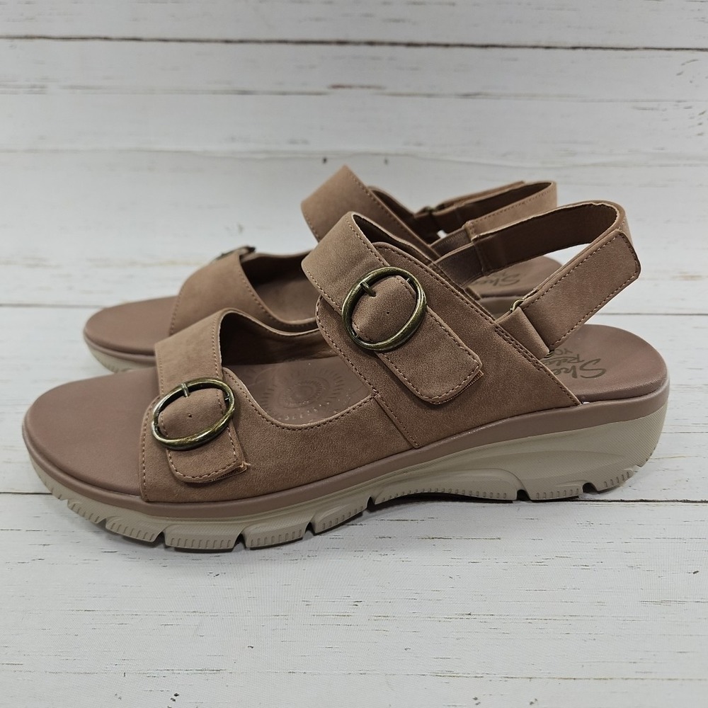Skechers Easy Going Certified Charm Women 11 Tan Adjustable Vegan Sandals 163431
